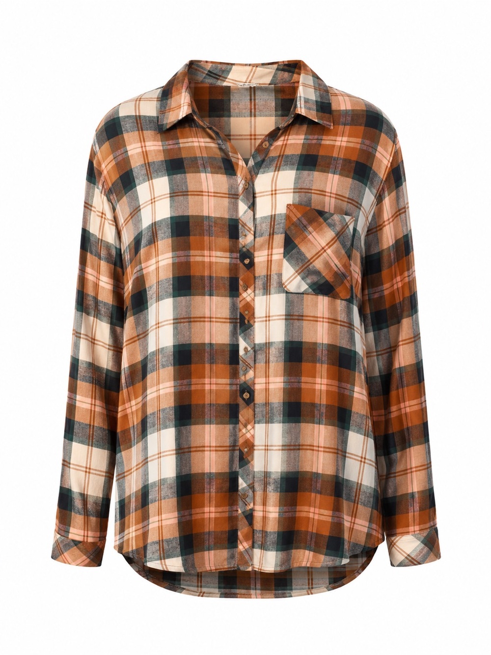 Sonoma Orange Plaid Button-Front Blouse